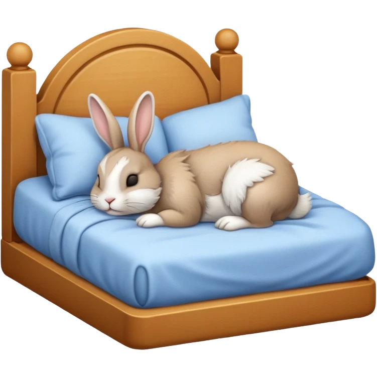 Rabbit sleeping in bed emoji