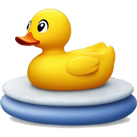 rubber duck on top of a curling stone emoji