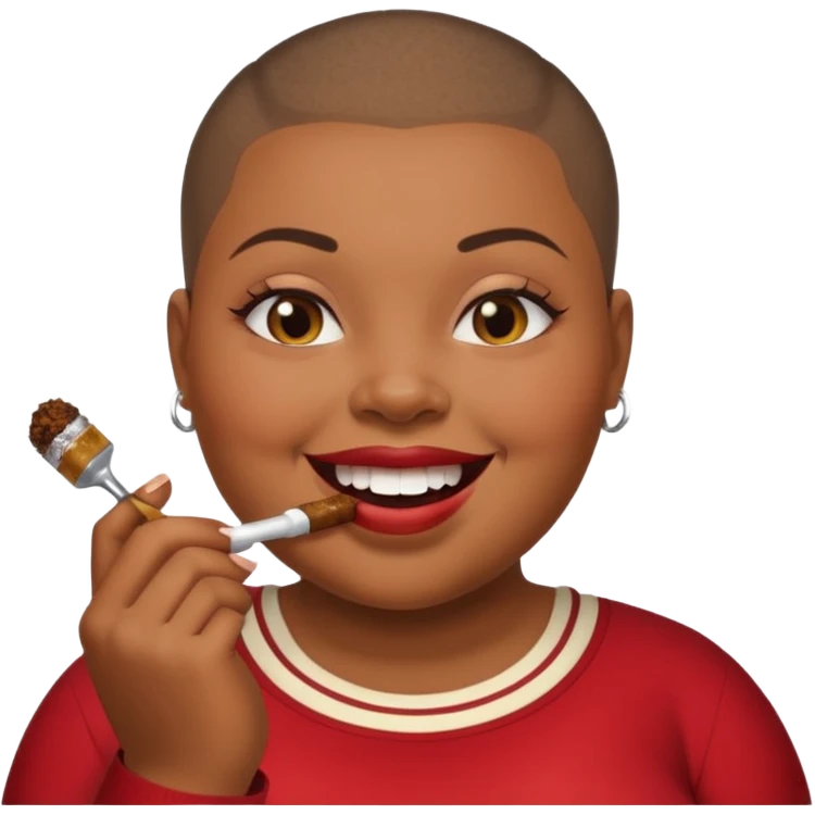 Fat black woman with buzz cut and chewing tobacco emoji