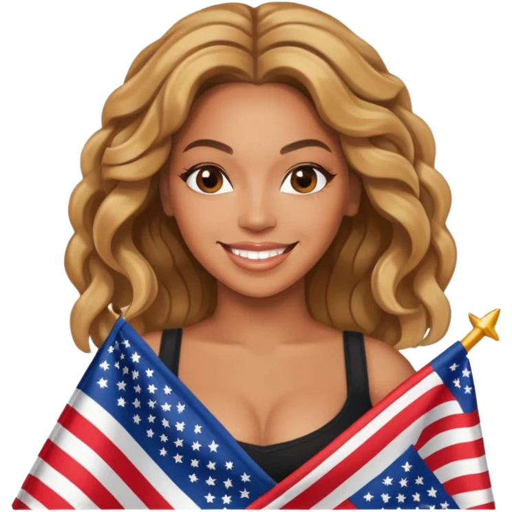 Beyonce with holding an american flag emoji