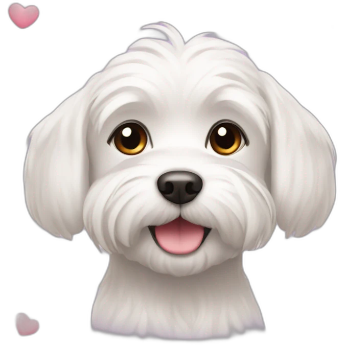  dog Maltese Face with a few hearts around her head emoji