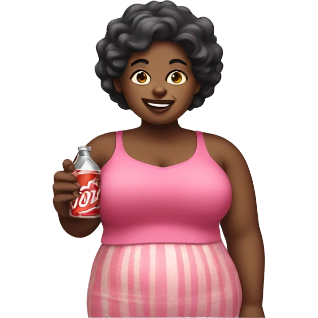 fat black lady with soda emoji