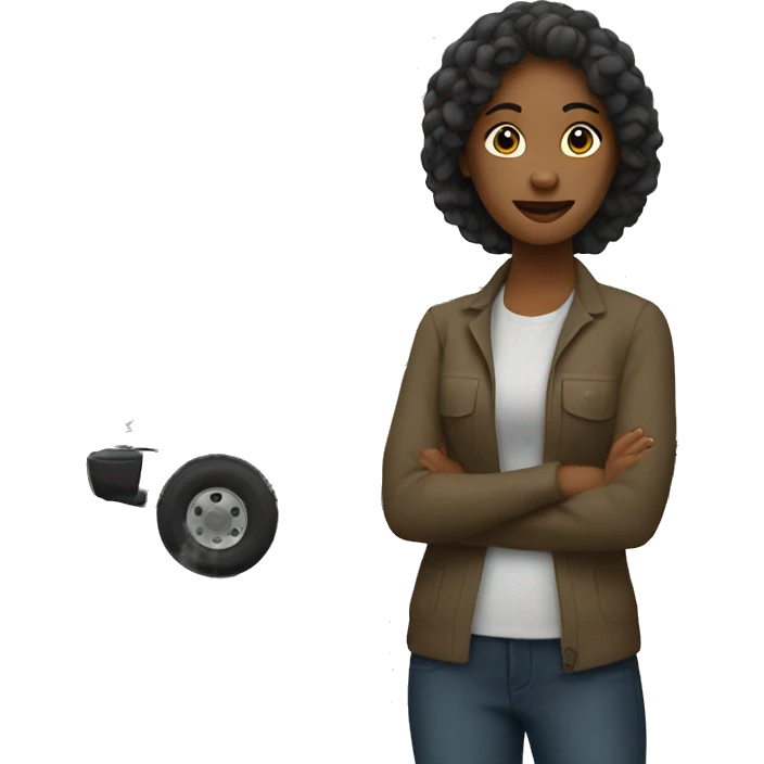 A woman with a truck emoji