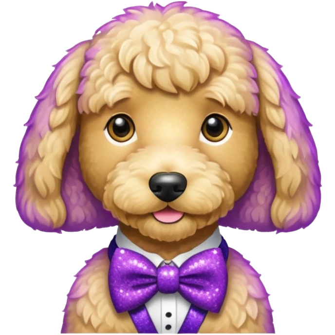 Cachorro com gravata roxa com glitter emoji