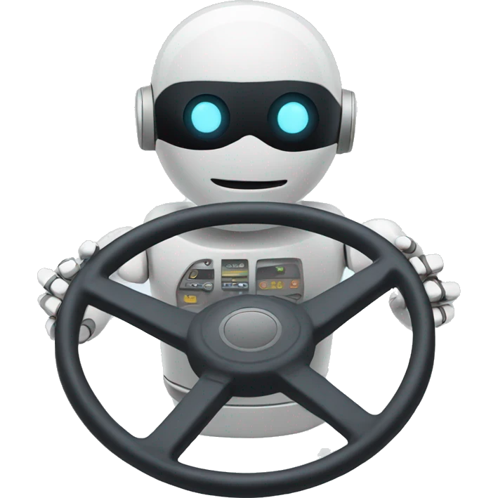 Robot holding steering wheel emoji