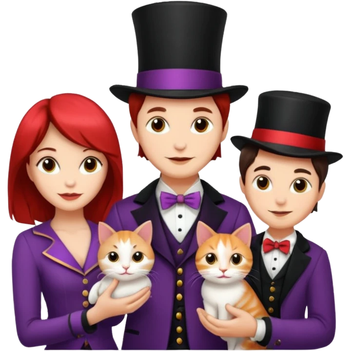 magician couple and their pet cat emoji