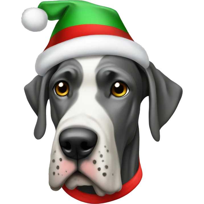 Great dane with Christmas hat emoji