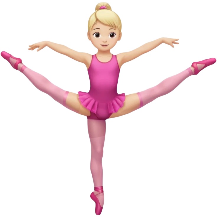 dancer-gymnast child with blonde hair in pink tights balancing on one leg emoji