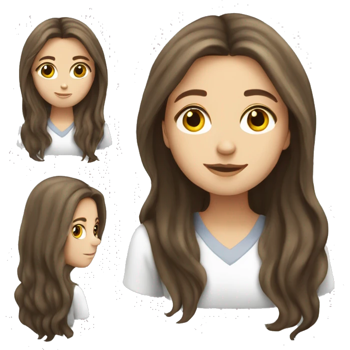 Brunette white girl long hair studying  emoji
