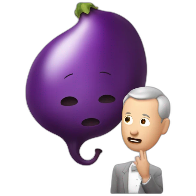 Bruno le maire blowing air on an eggplant emoji