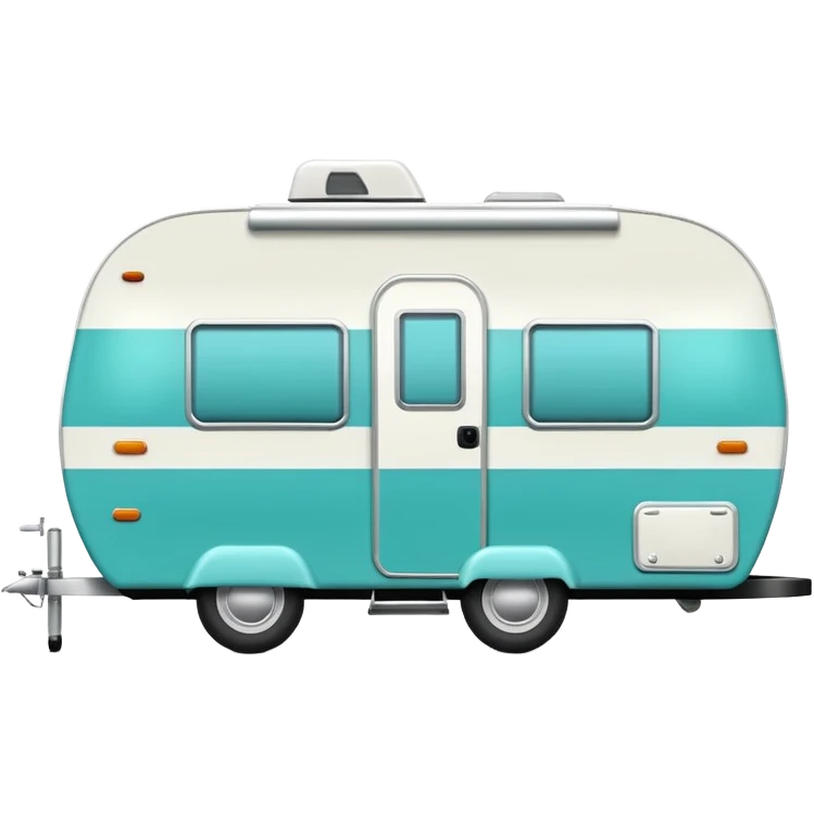 Realistic portable turquoise travel trailer isolated.  emoji