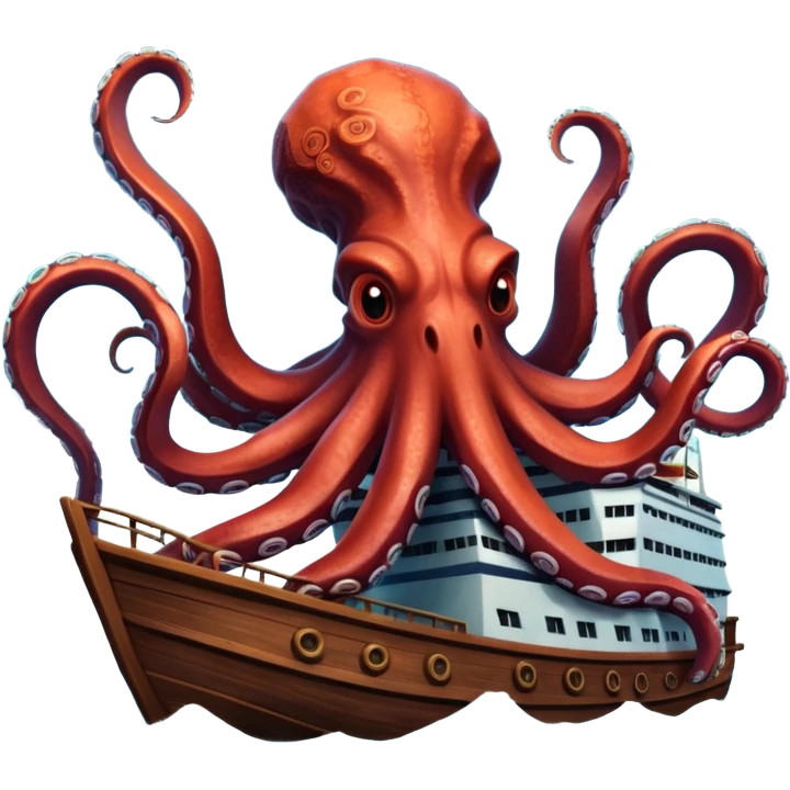 Kraken – Giant octopus with tentacles wrapping a ship emoji