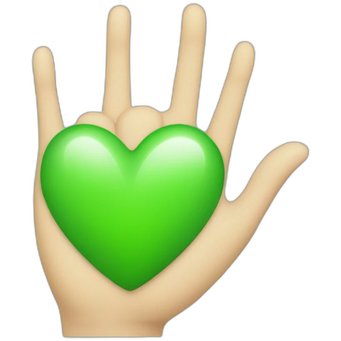 Green-heart-with-hand emoji