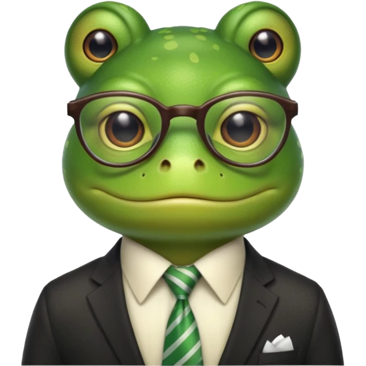 glasses frog with tie emoji