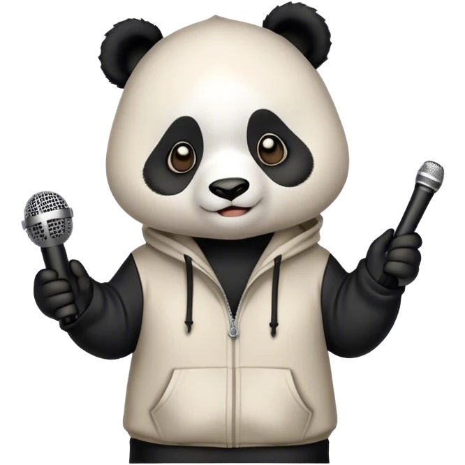 A panda with a hoodie and microphone emoji