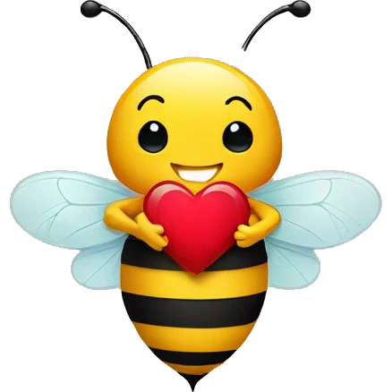 bee holding a heart emoji