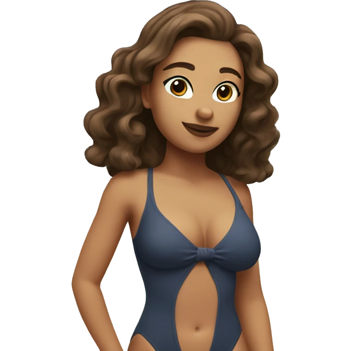 Slim-Thicc caucasian brunette lady swimsuit posing emoji
