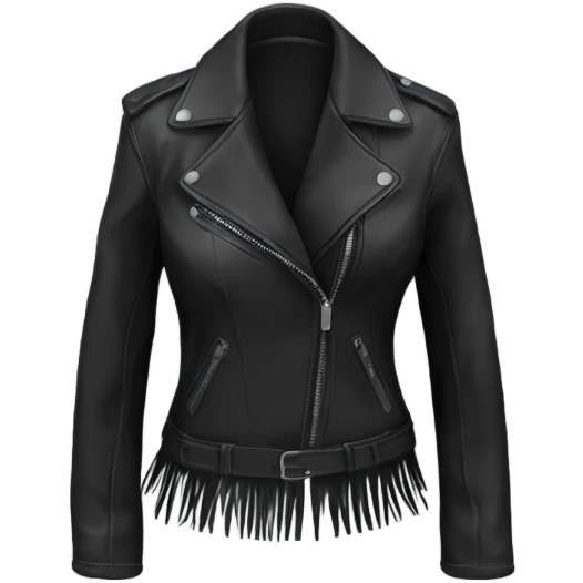 black womens leather jacket with fringe emoji