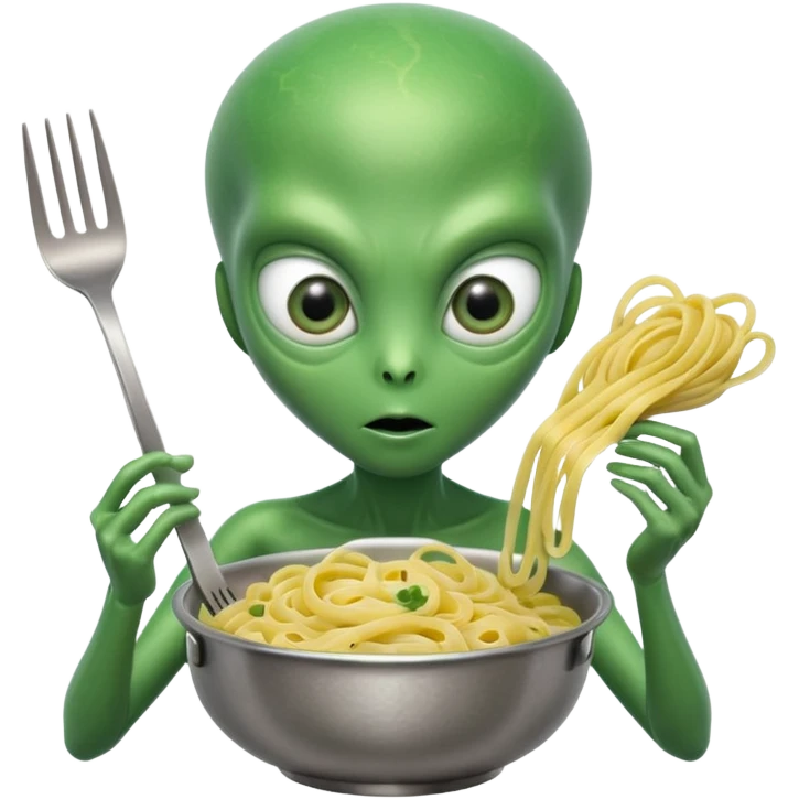 alien holding pasta emoji