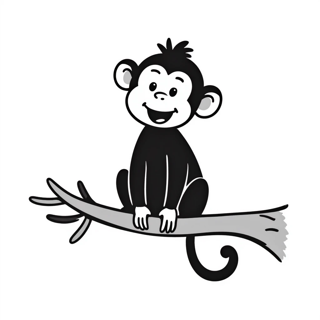 hand-drawn doodle of a laughing monkey emoji