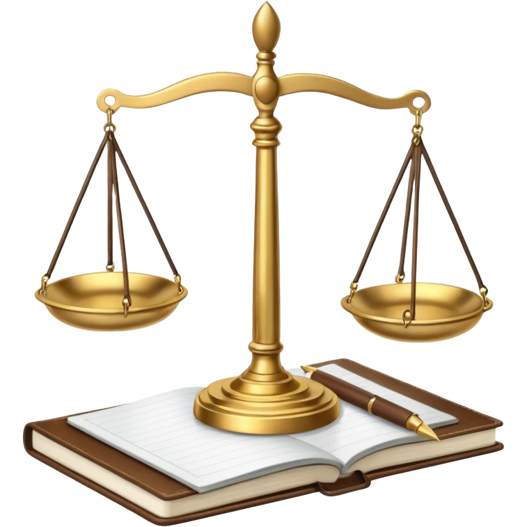 scales of justice with a notebook emoji
