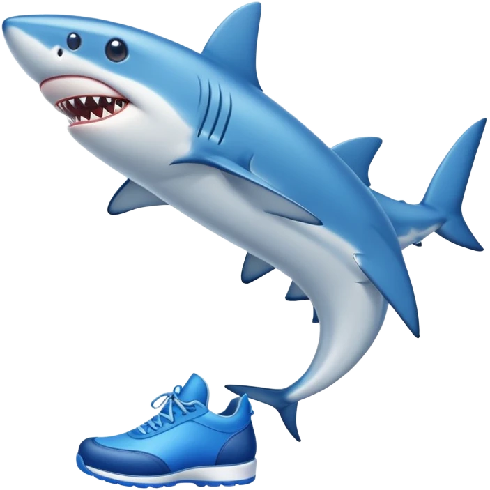 A blue shark with blue shoes emoji