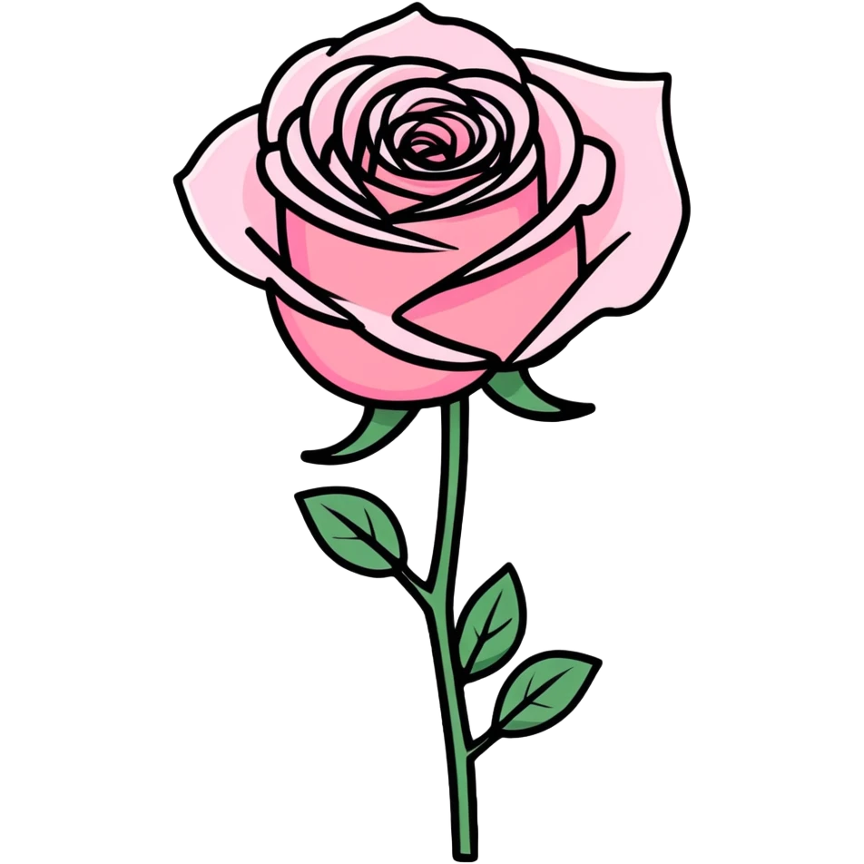 ultra realistic pink rose side view emoji