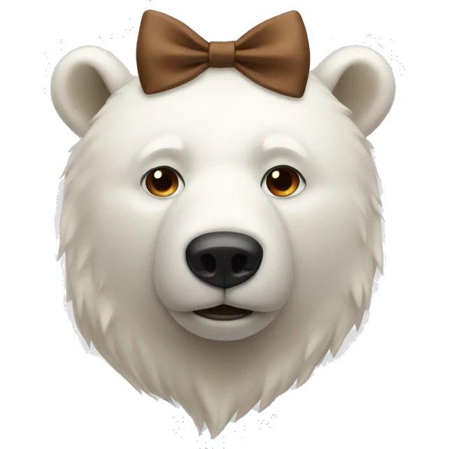 White bear with brown bow on head emoji