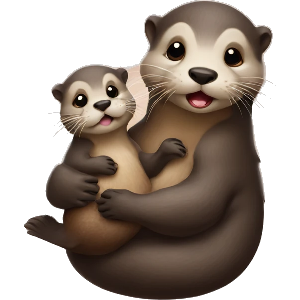 otter holding a baby otter emoji