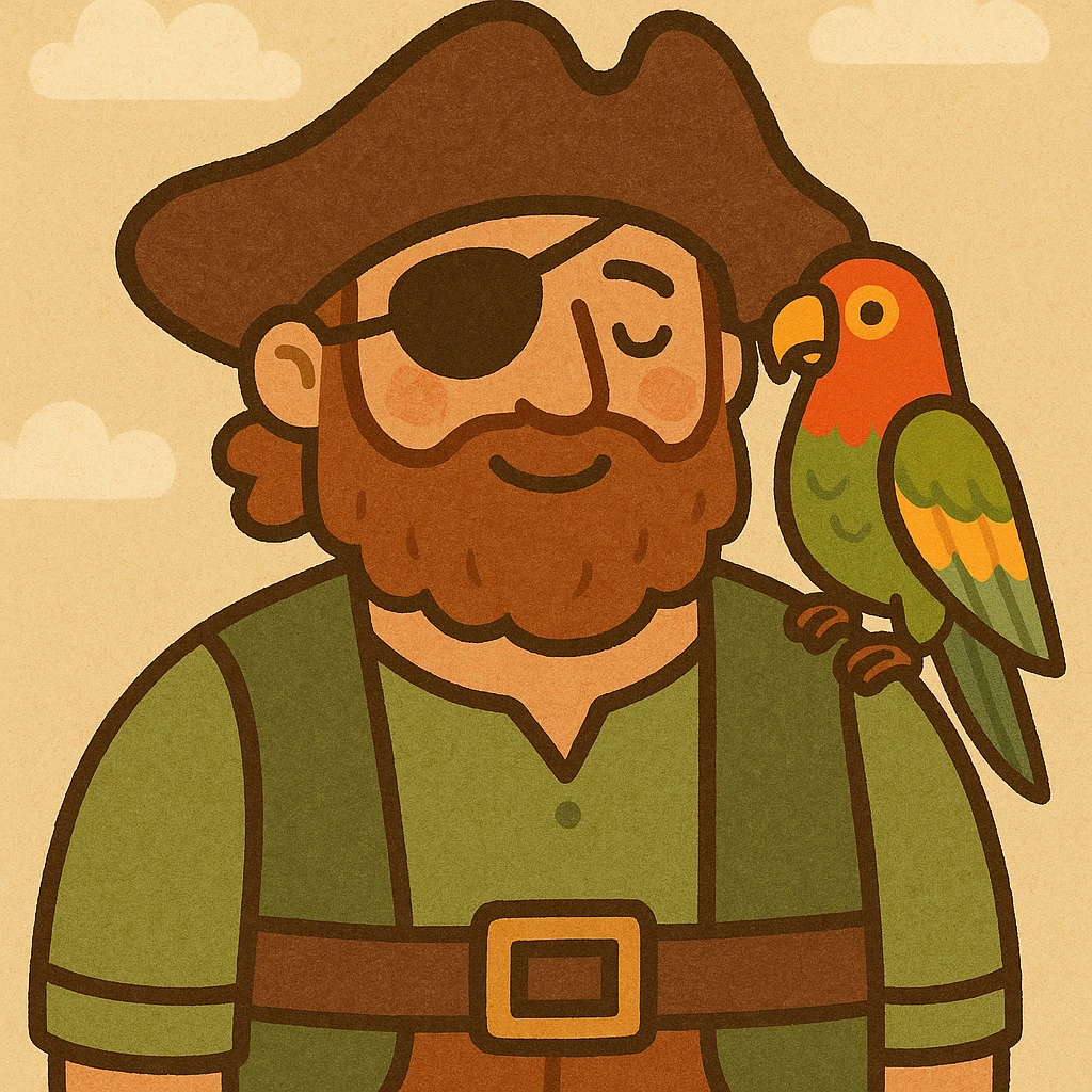pirate with eye patch and parrot emoji