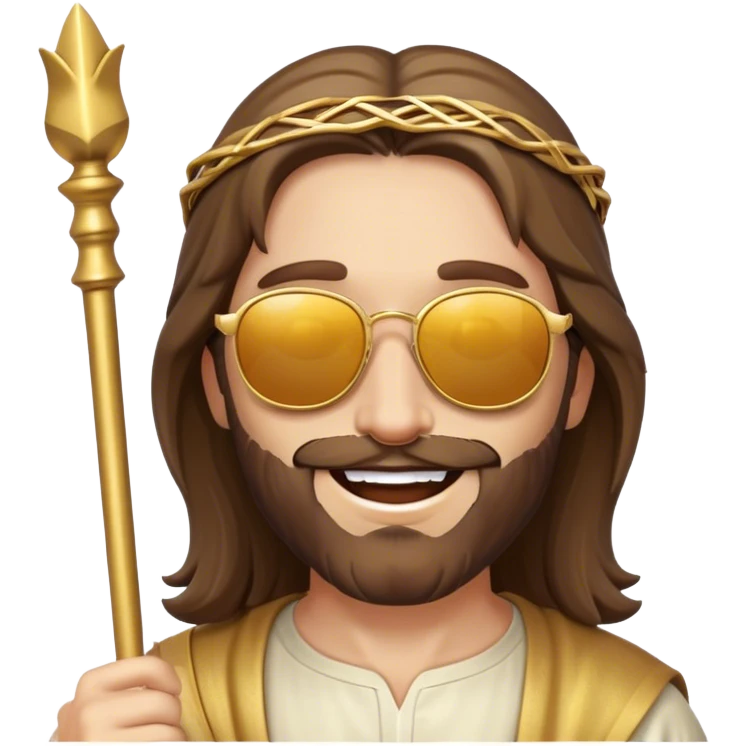 happy Jesus with golden stick sunglases emoji