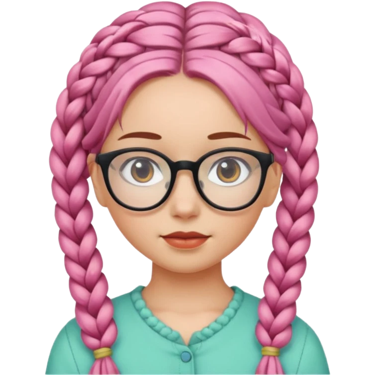 colored braided hair girl with glasses emoji