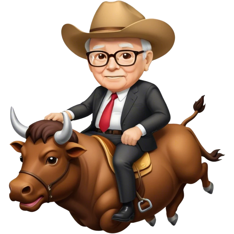 Warren Buffet riding bull emoji