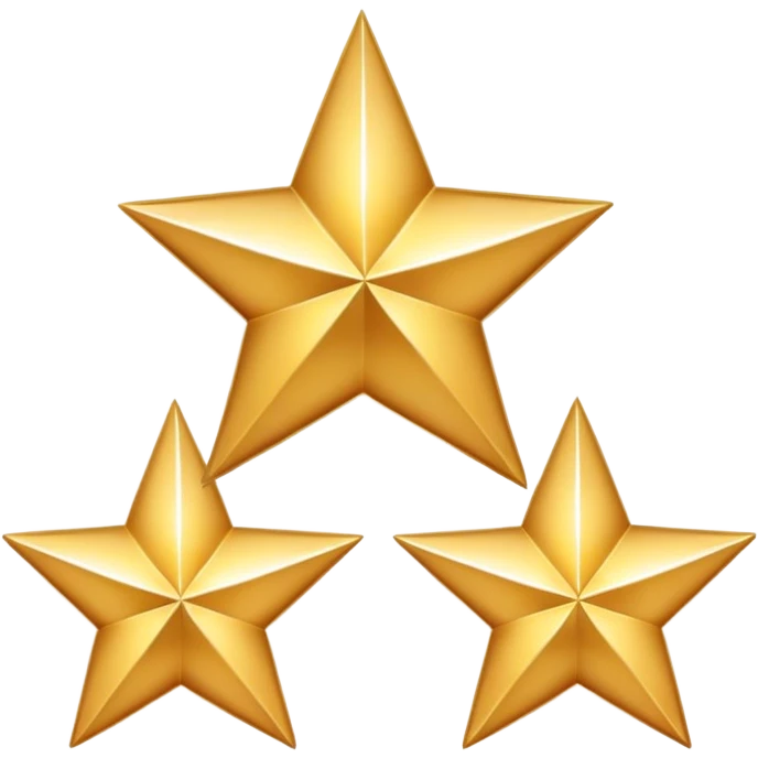 3 golden stars, one big in the center and two smaller on the sides, with a subtle gradient emoji