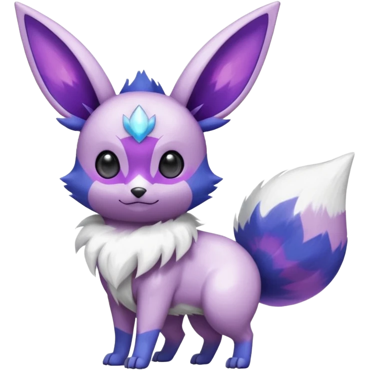 Shiny White with Violet and Indigo markings and nebula markings Eevee-Minccino-Zangoose-Digimon-Pokémon-Fakémon-fusion-hybrid-creature emoji