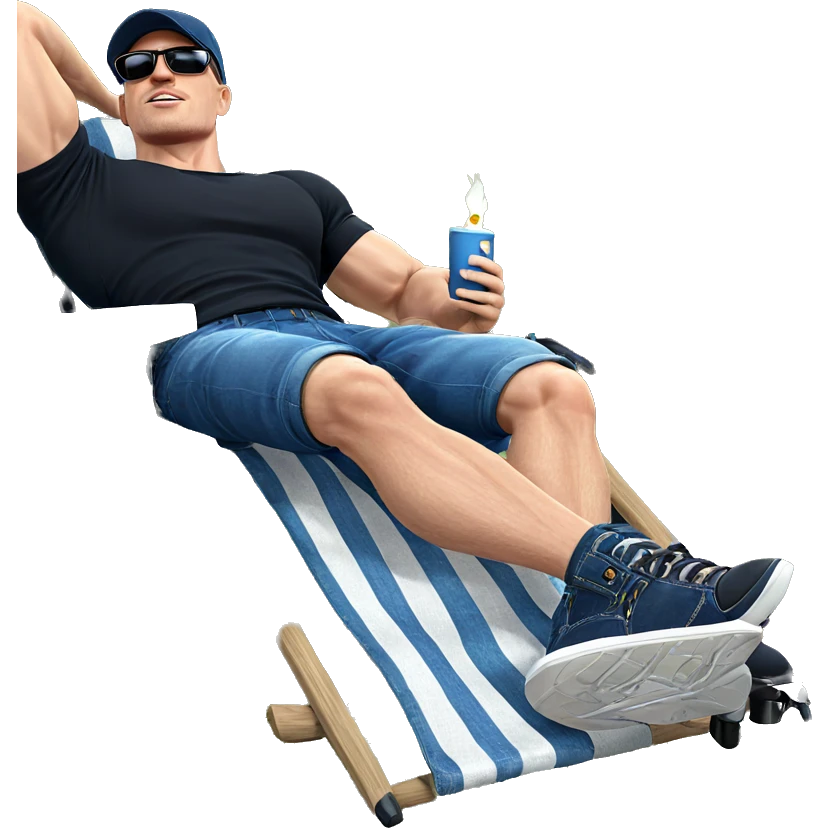 muscular guy in denim outdoors emoji