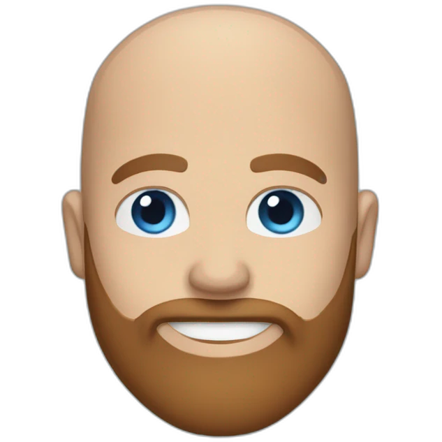 blue eyes bald smiling man with a long brown beard in a blue suit emoji