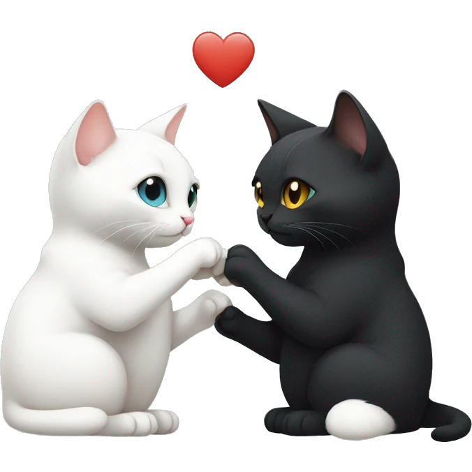 black cat and white cat holding hands emoji
