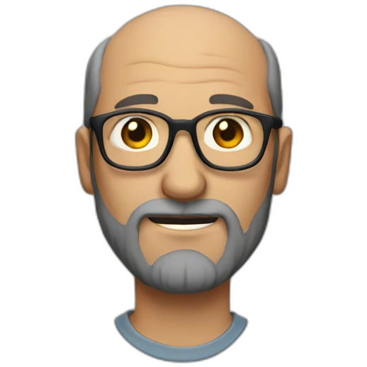 middle-aged man with thinning hai with glasses beard emoji