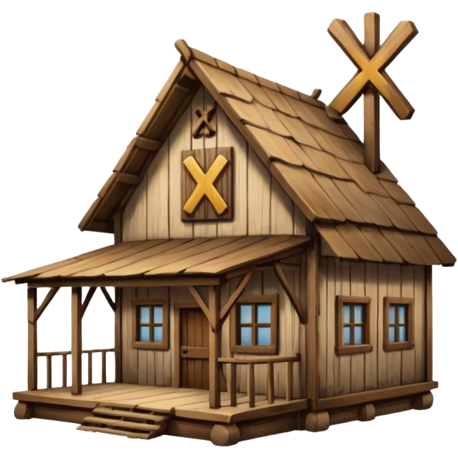 an inn with a big X on it emoji