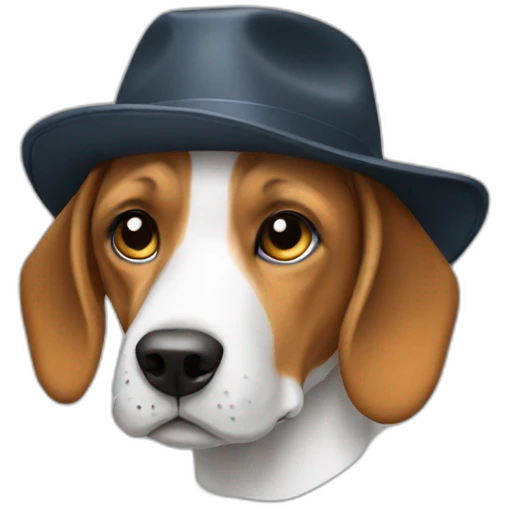 Beagle avec un chapeau emoji