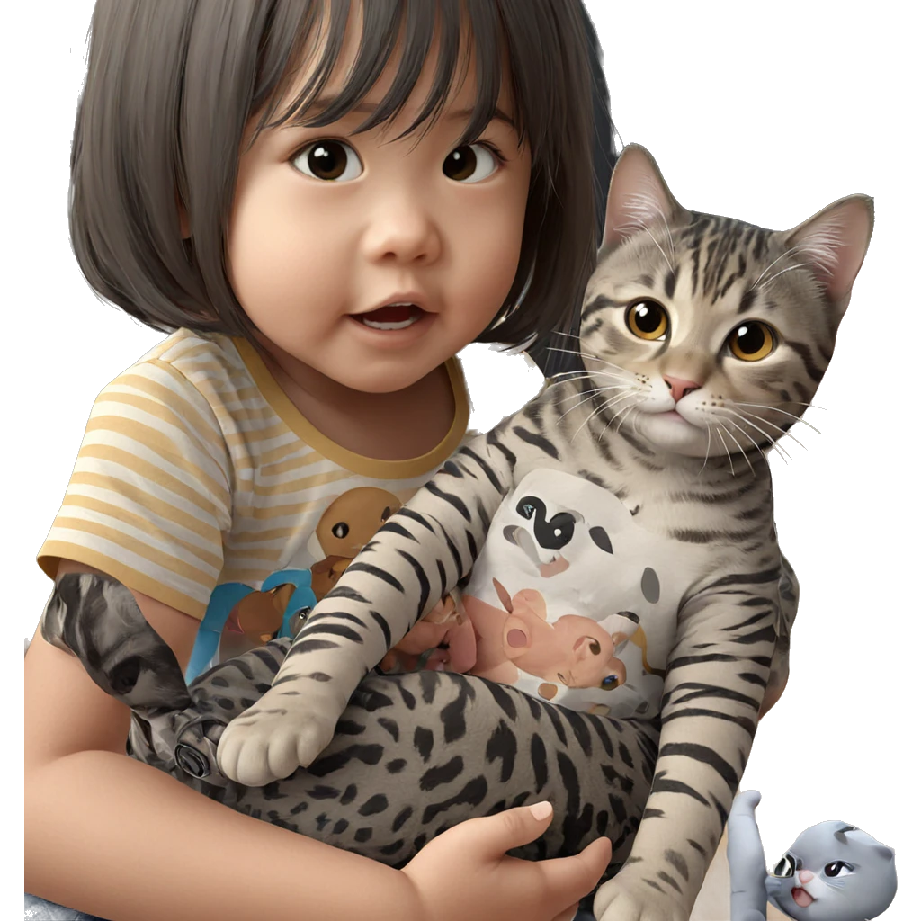 girl holding cat indoors emoji