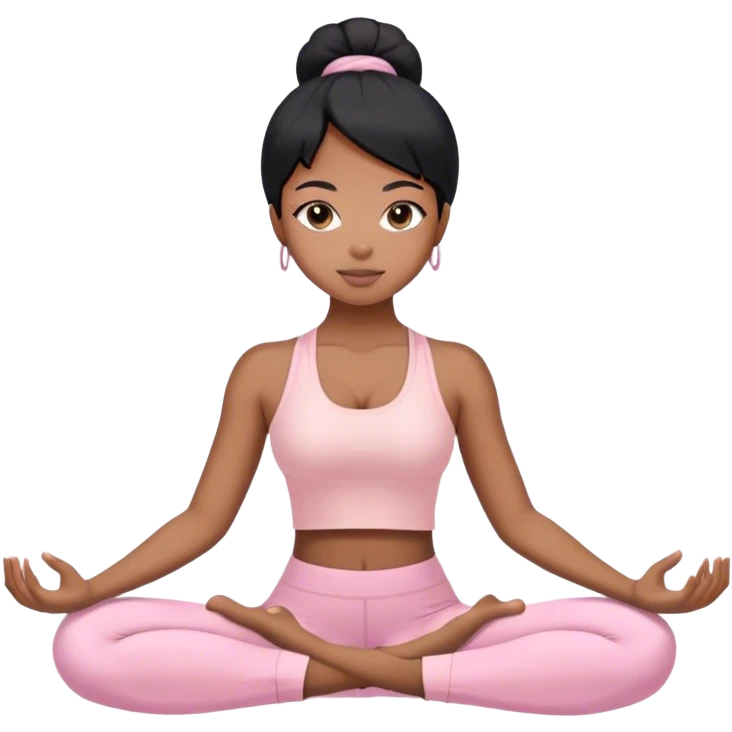 black girl yoga girl light pink clothes straight hair emoji