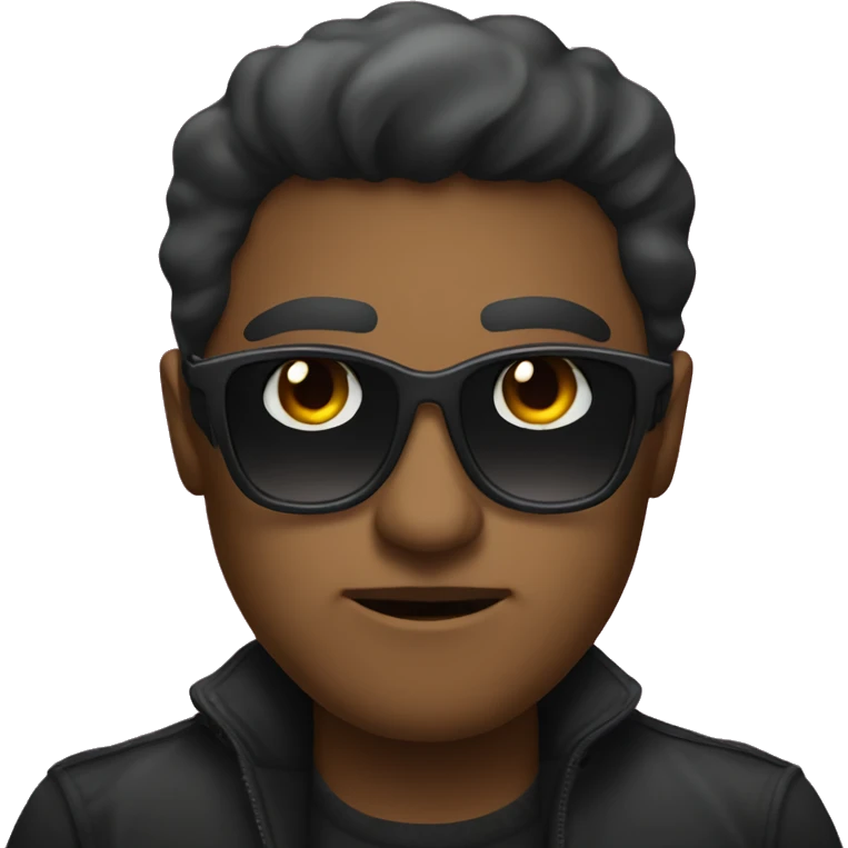 untrustworthy person wearing dark shades and evil look emoji