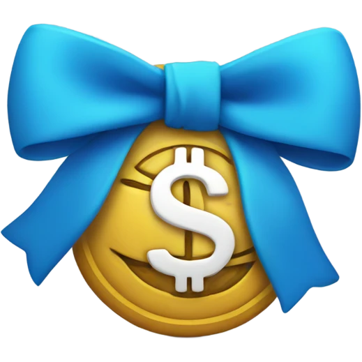 Money with a blue bow emoji