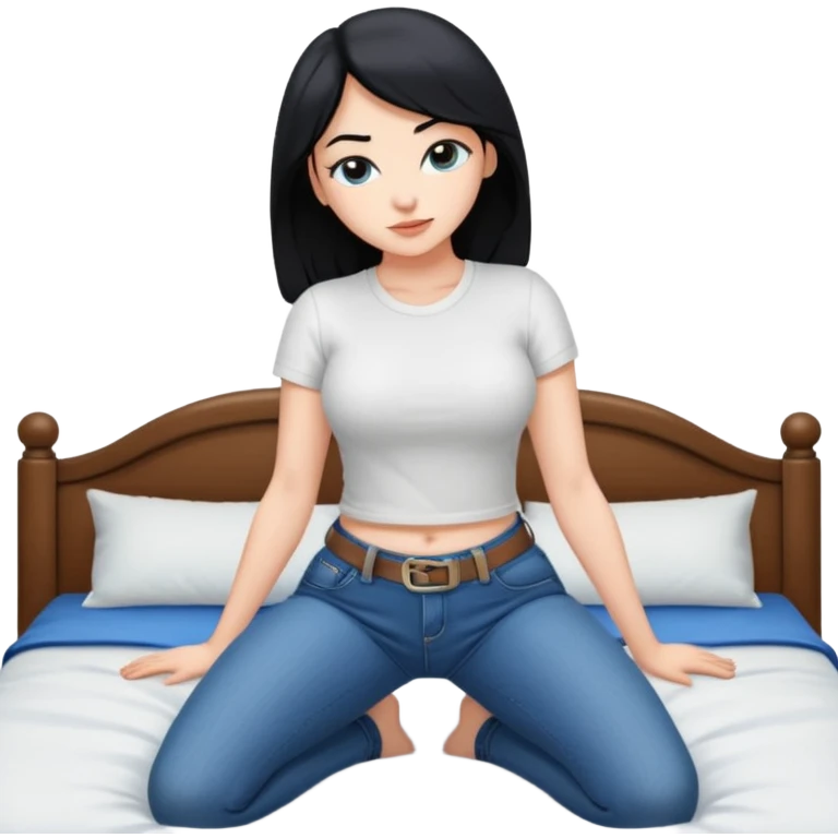 White girl with black hair and really huge tits and really huge ass bent over on bed  emoji