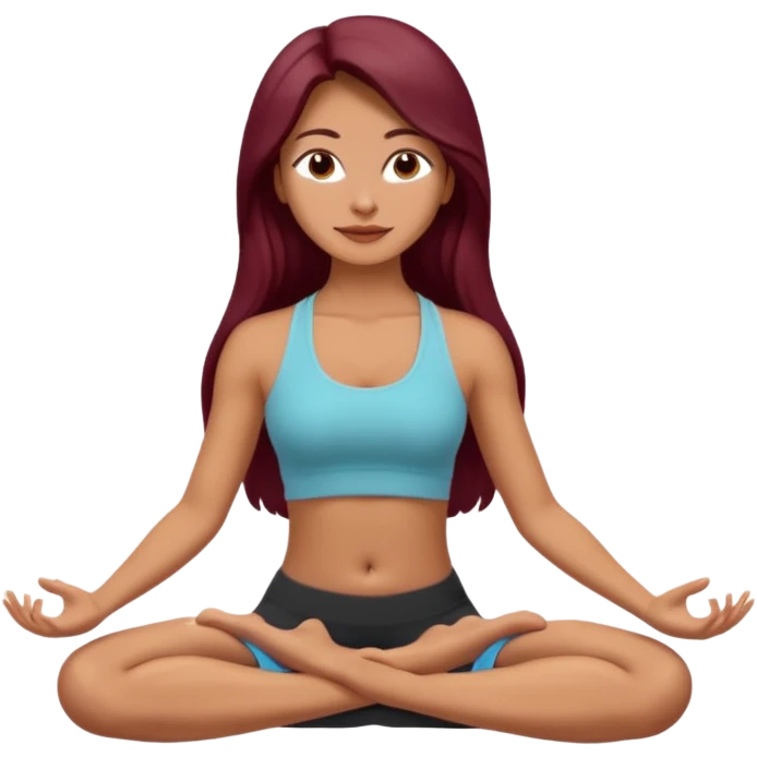 Beautiful burgundy long haired girl doing yoga emoji