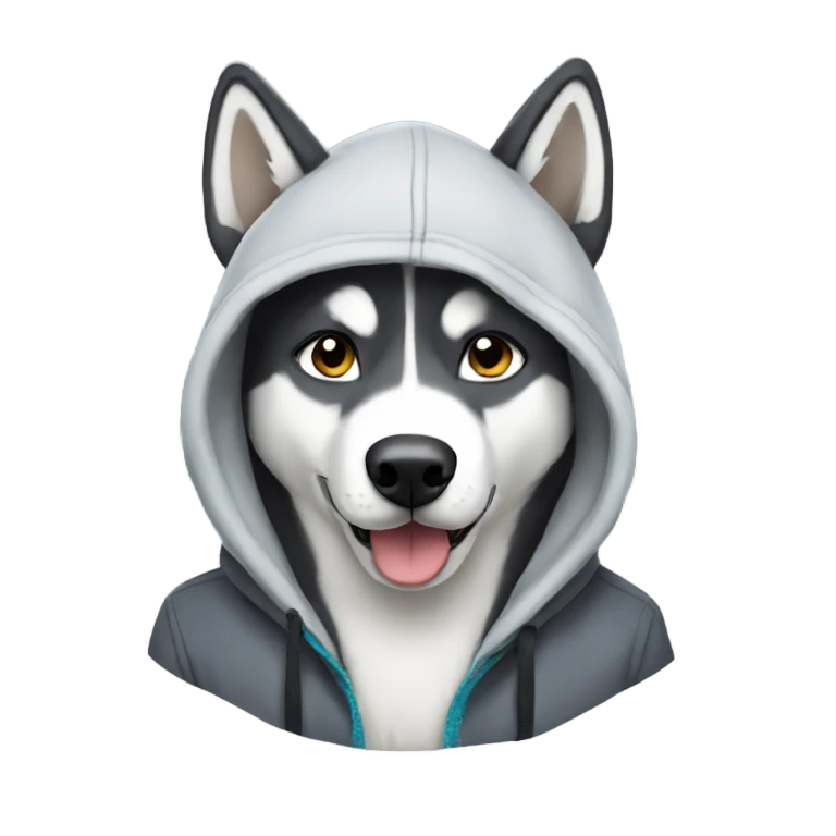 husky wearing a hoodie emoji
