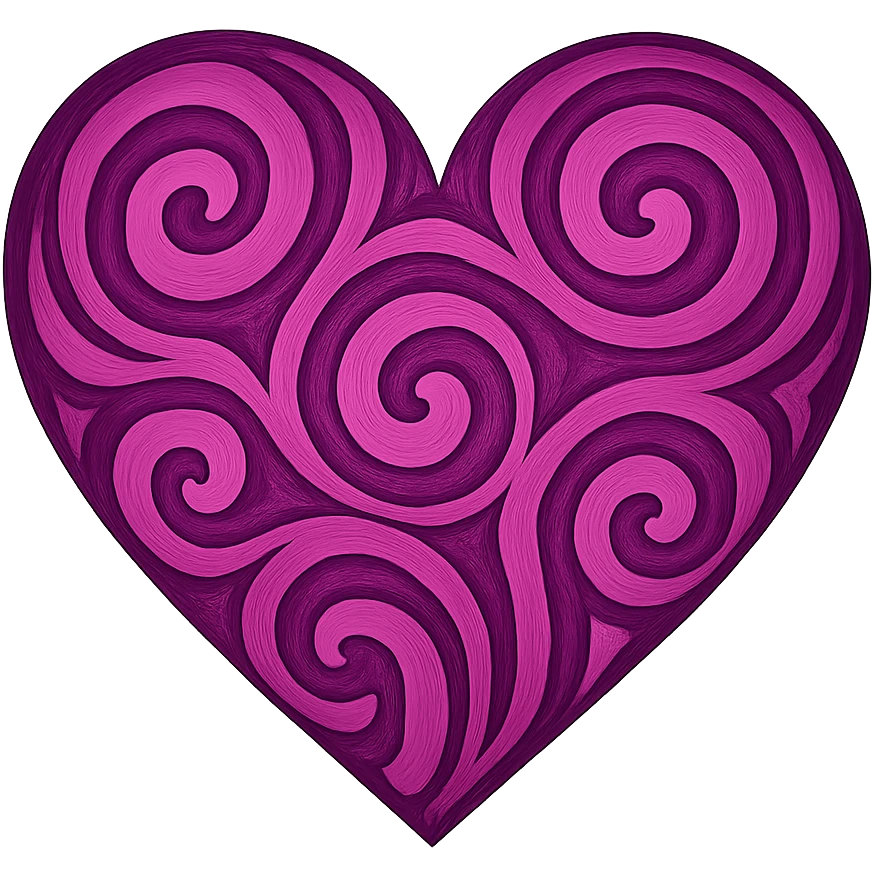 heart with a swirling magenta pattern, digital illustration, no background emoji