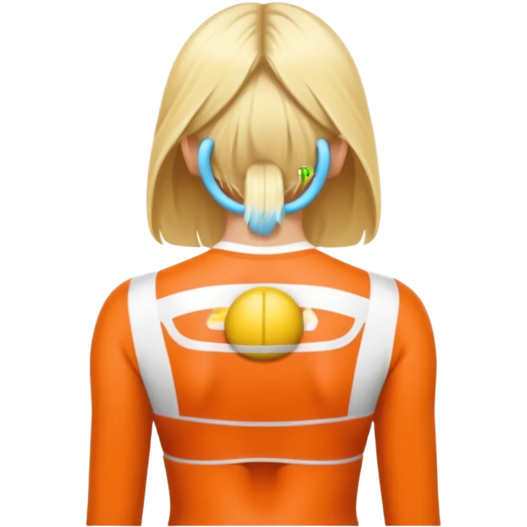 sporty blonde woman cartoon emoji style without cloths back view emoji